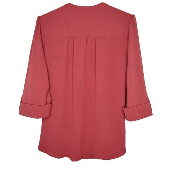NWT Cocomo Plus Size 3X Dark Orange Pintuck 3/4 Sleeve Top - Picture 2 of 5